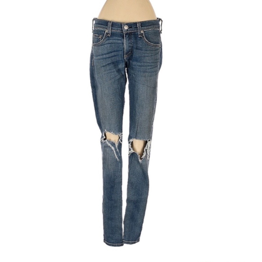 Rag & Bone Distressed Mid Rise Skinny Jeans, sz 25